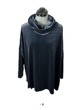 Chico's Travelers Velvet Turtleneck Top Blue S/M Oversized
